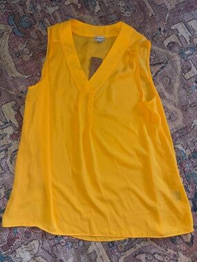 Cremieux Bright Yellow Sleeveless V-Neck Top